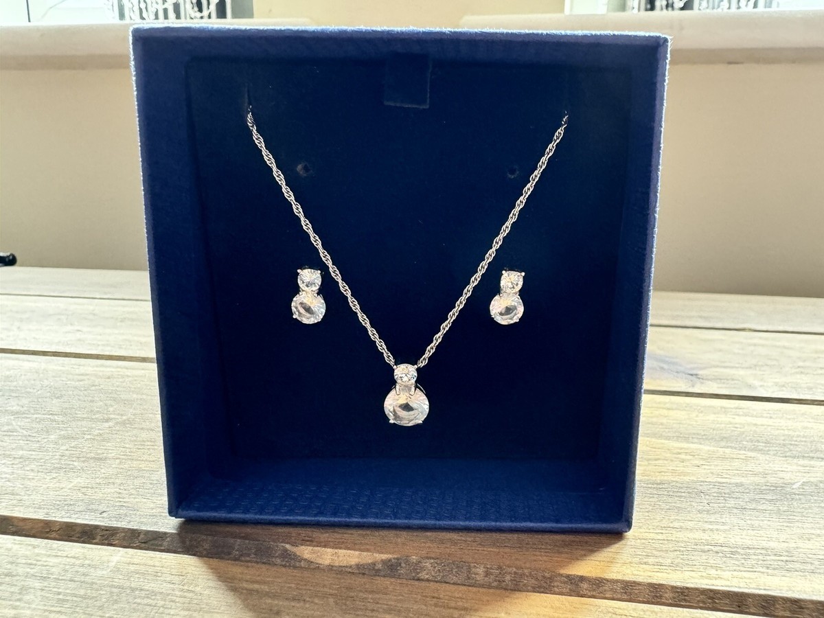 Swarovski Brilliance crystal necklace earring boxed set UK