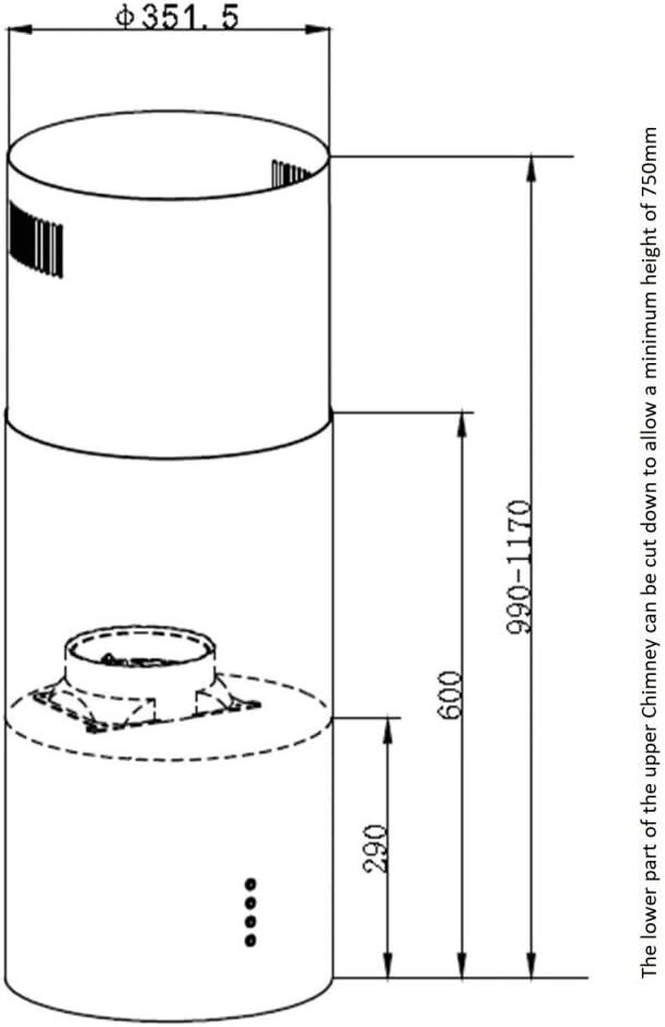 Cookology Cylinder Island Cooker Hood 35cm Extractor Fan Black  CYL351BK/A++