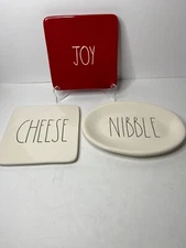 Lot of 3 Rae Dunn Artisan Collection By Magenta Ceramic Cheese Plates Snack A2