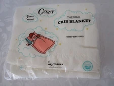 Vintage Baby Morgan WHITE Thermal Acrylic Waffle Weave Baby Blanket 36 x50 NYLON