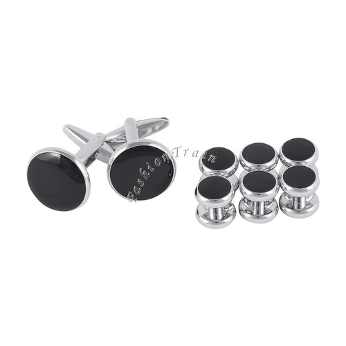 2Pcs Men Round Tuxedo Shirt Stud Cufflinks 6 Button Bud Set for Wedding Business - Picture 6 of 9
