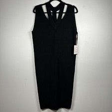 Curete Knit Black Dress NWT Minimalist Cutout Stretch Size Medium