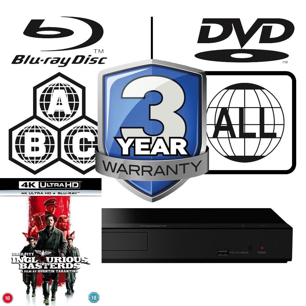 Panasonic Blu-ray Player DP-UB159 All Zone MultiRegion 4K & Inglorious Basterds