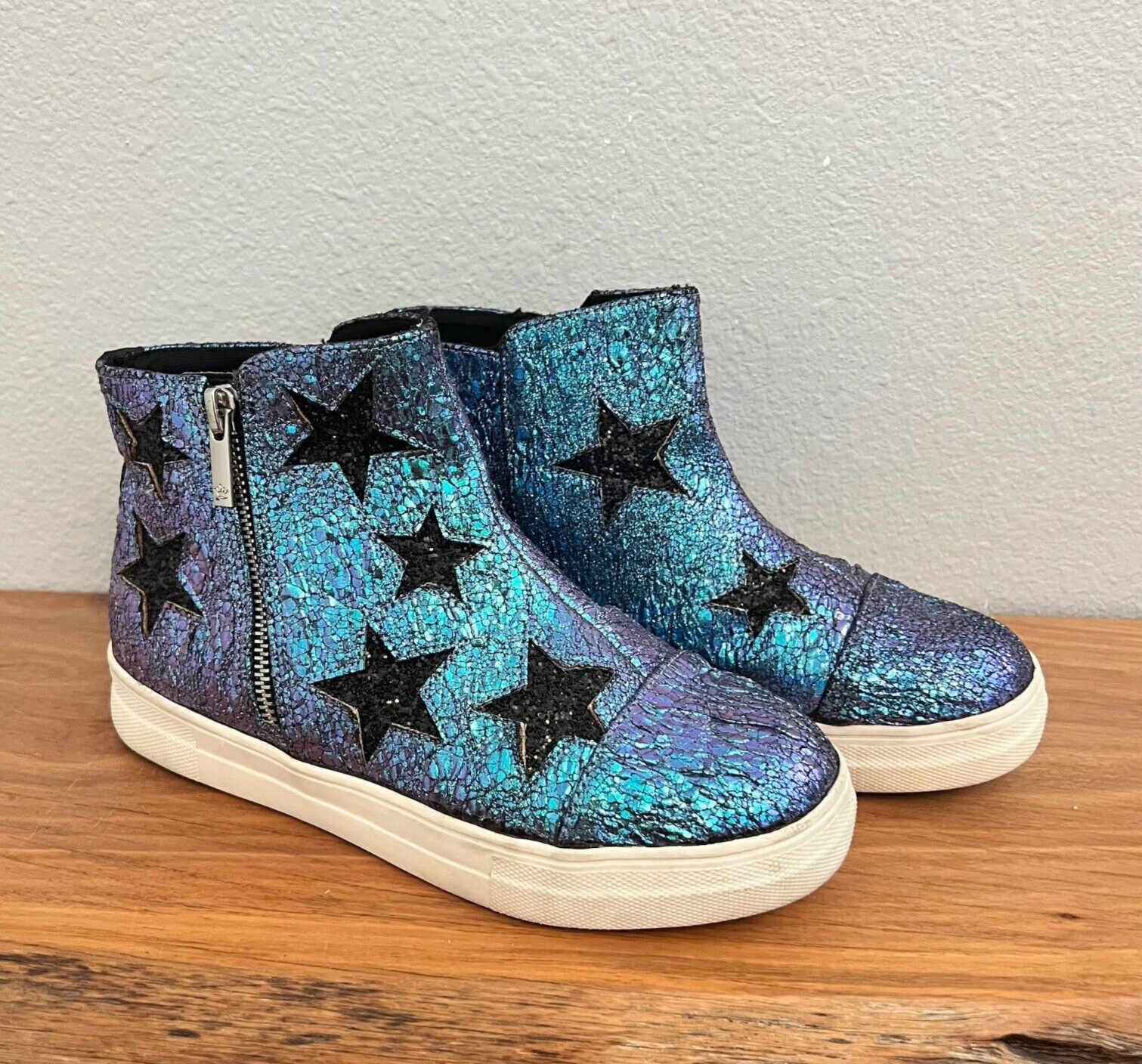 SAOLA Sneakers NINA Jacqi bambina blu iridescente e nero stella scintillante taglia 5