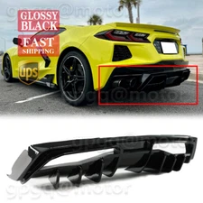 For Corvette C8 Stingray Z51 2020-25 Gloss Black V3 Rear Bumper Diffuser Spoiler