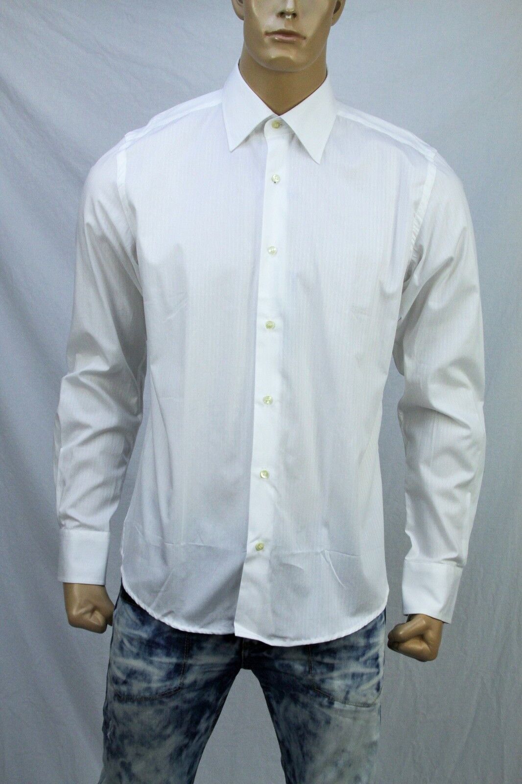 Authentic Valentino Roma Men's dress slim fit white cotton shirt US 16