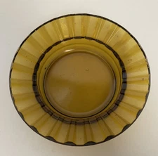 Vintage Amber Glass Ashtray Brown Cigarette Round Fluted Ruffled