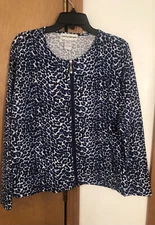 Cathy Daniels womens long sleeve zip up  jacket pockets Blue animal print Large