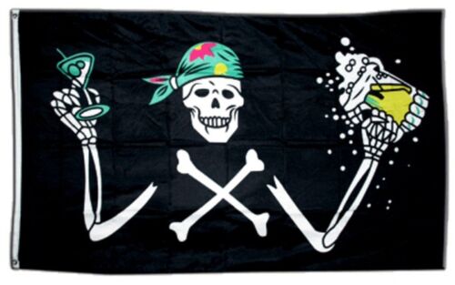 Fahne Pirat mit Bier Flagge Piraten Hissflagge 90x150cm - Afbeelding 1 van 1