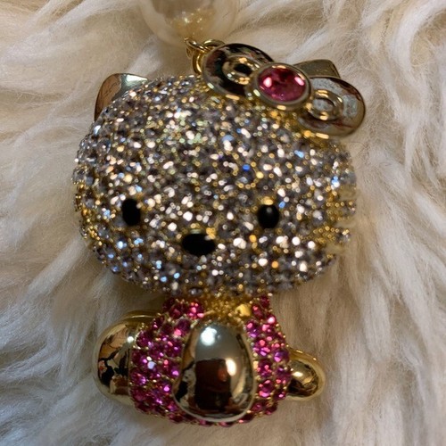 Swarovski x Sanrio Hello Kitty Bag Charm Silver Pink From Japan New - Picture 5 of 5