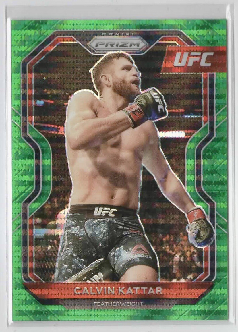 2021 Panini Prizm UFC Debut Calvin Kattar #58 Green Pulsar /25