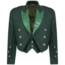 Prince Charlie Green Tropical Wool Blend Jacket and Waistcoat - Kilt Jacket