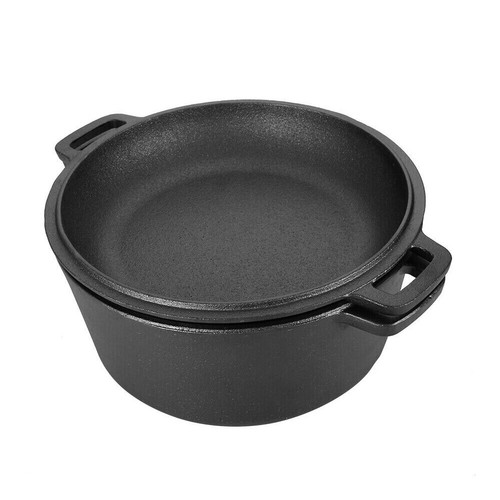 Fresh Australian Kitchen Pre-Seasoned Cast Iron Double Dutch Oven Casserole Pot - Picture 11 of 12