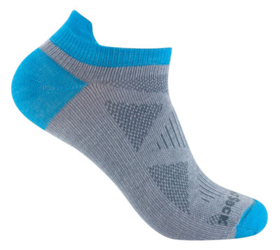 Wrightsock Damen Sportsocke Sneakers hellgrau türkis Low Tab, Anti-Blasen-System