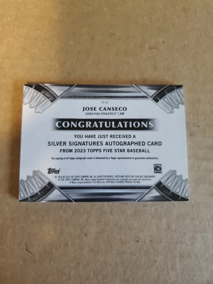 2023 Topps Five Star Jose Canseco Aqua Silver Signatures Auto Autograph /30 A's - Image 2 of 2