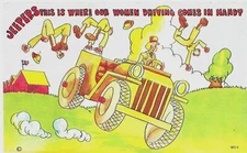 Vintage War Era Postcard Linen Woman Military Army Comic Art Tone Glo-War WC-4