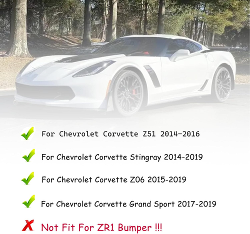 For Corvette C7 Z06 Stage 5 Carbon Fiber Front Lip Splitter Side Winglets 14-19 - Picture 4 of 13