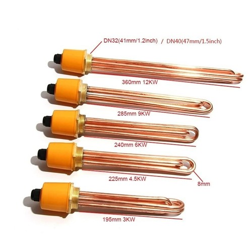 Immersion Copper Water Boiling Heater 3KW 6KW 9KW 12KW Heat Resistance Element - Picture 2 of 14