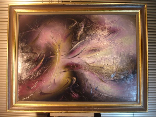 GIORGOS GOUNAROPOULOS GREEK ARTIST LISTED IMPORTANT ORIGINAL OIL PAINTING 1953