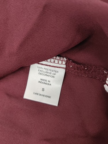 New York & Company 3/4 Sleeve V-Neck Blouse Size Small Maroon Lace Detail - 第 8/14 張圖片