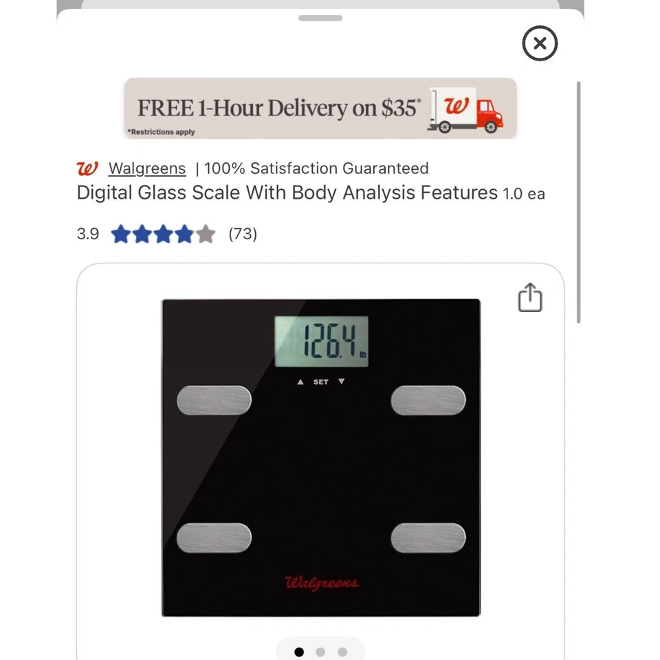 Walgreens Báscula de Vidrio Digital Análisis de Cuerpo Características Pantalla LCD Grande Nuevo Foto 3 de 4