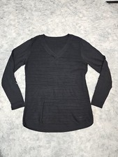 Women's sweater V-neck knitted pullover for women approx. sz M oversize black