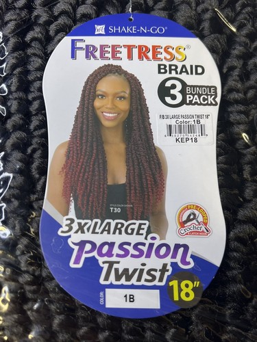 SHAKE-N-GO • TRECCIA FREETRESS • 3 pacchetti • LARGE PASSION TWIST 18" • Colore: 1B - Foto 6 di 9