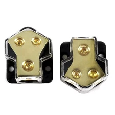2PCS 0/2/4 Gauge in 4/8 Gauge Out 2 Way Amp Copper Power Distribution Block for