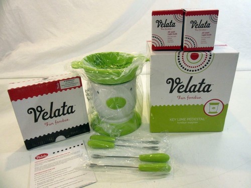 New Velata Fondue Set 3100-10042, lime green pedestal + 4 new bulbs w/warranty - Picture 2 of 2