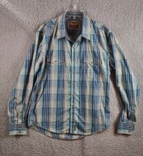 Wrangler Retro Pearl Snap Shirt MENS Large Western Long Sleeve Blue Plaid