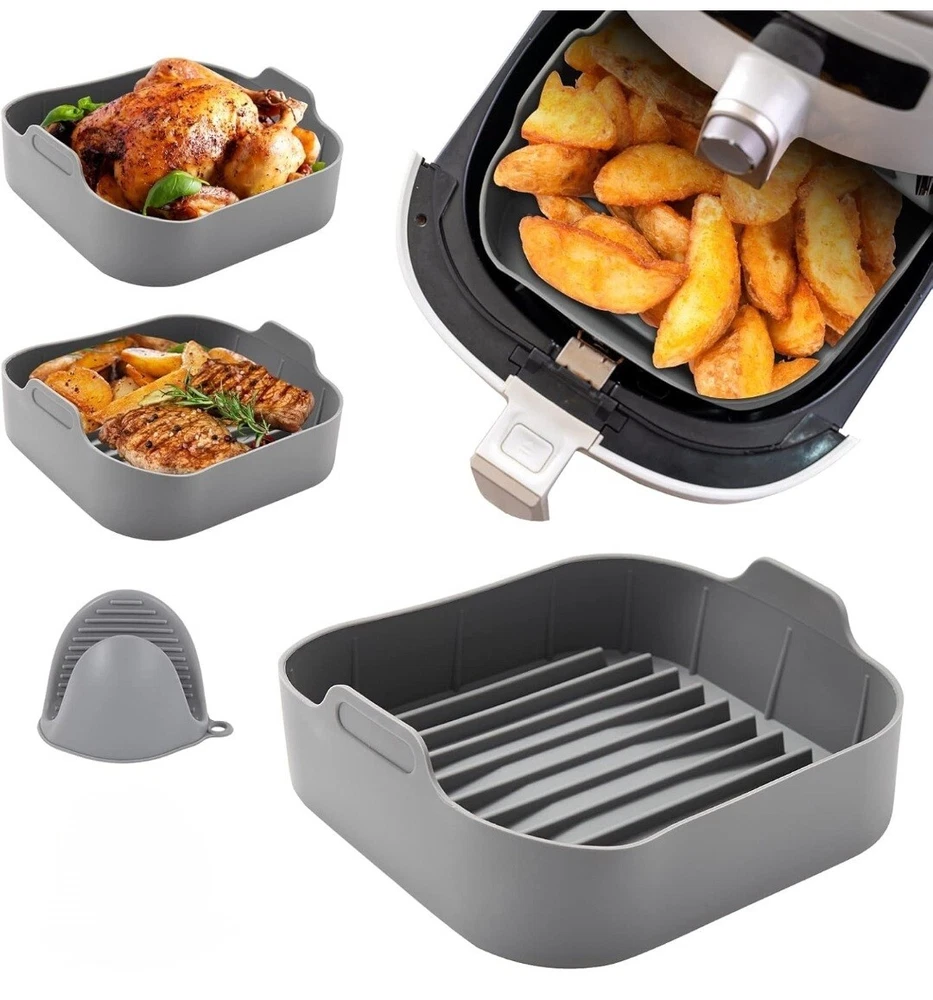 Air Fryer Silicone Pot Basket Liners Non-Stick Safe Oven Baking Tray Accessories