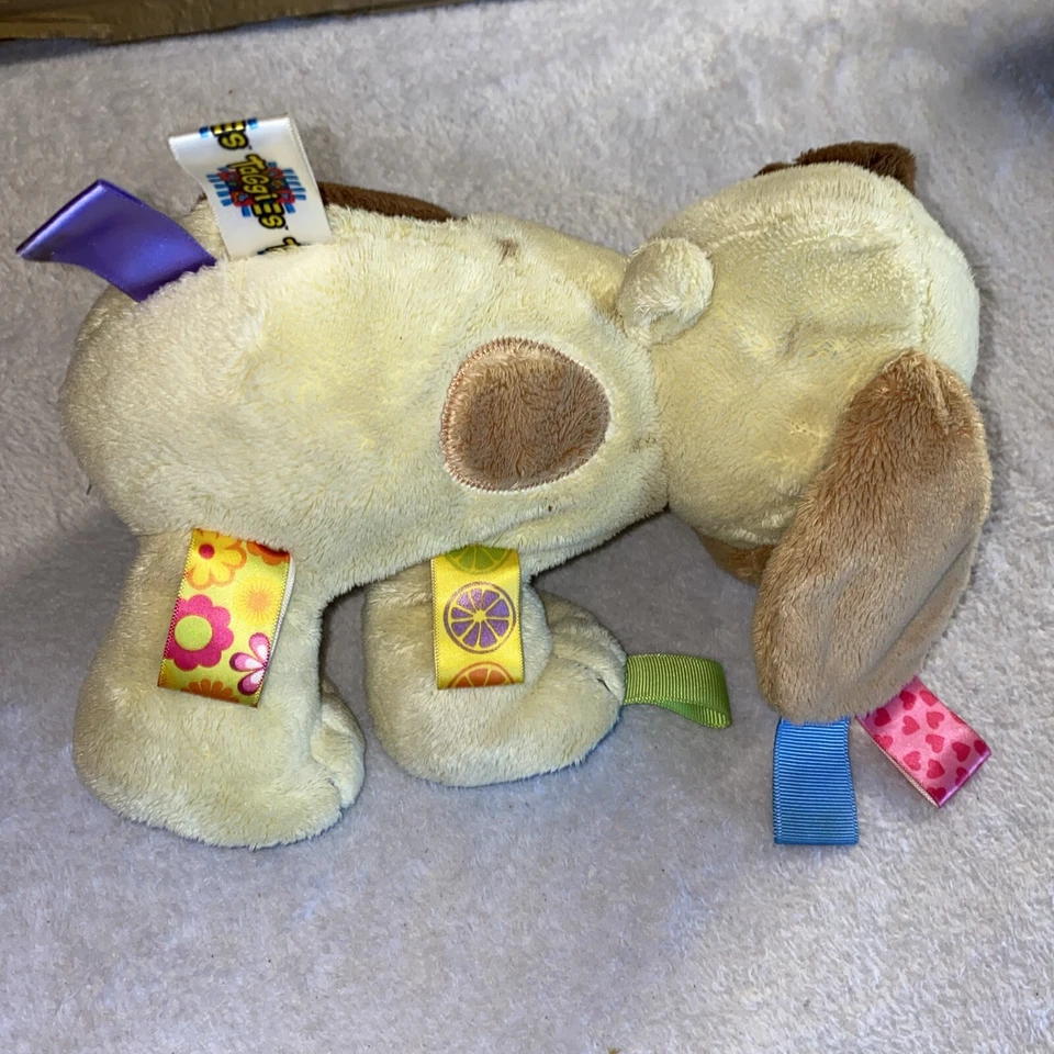 Taggies Cachorro Perro Peluche Sonajero Bebé Juguete Cintas Azul Lunares 9” Foto 4 de 4