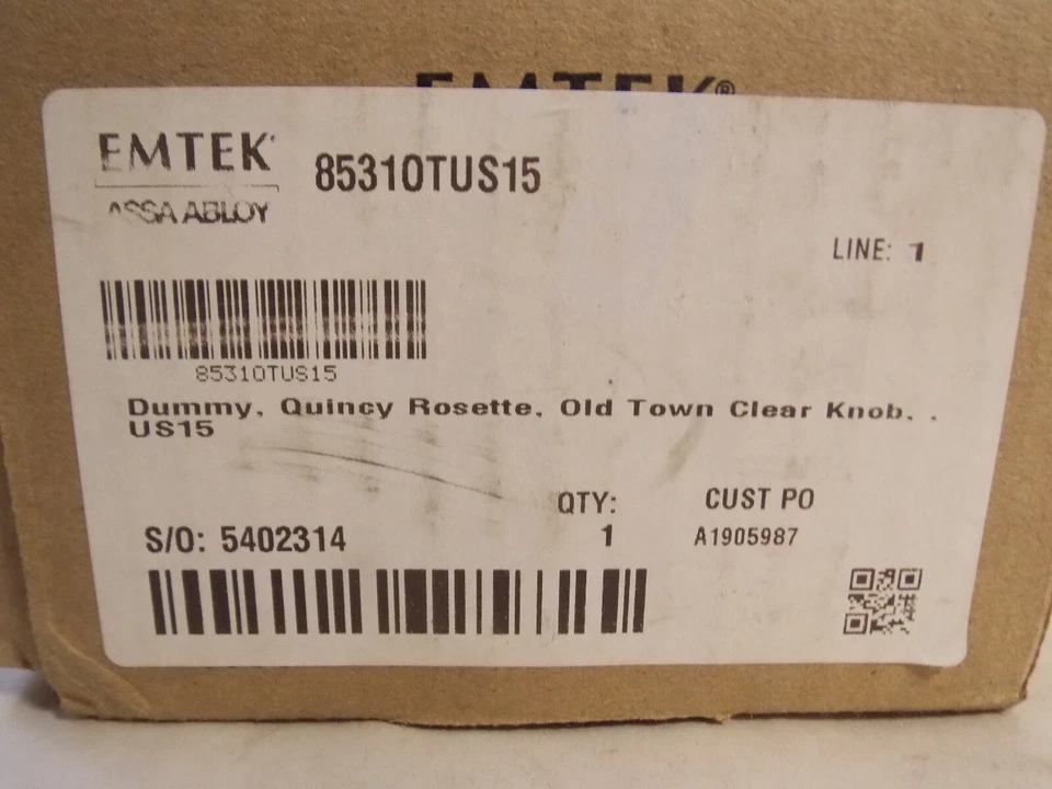 Perilla transparente Emtek 8531OTUS15 Old Town con par de maniquí Quincy Rose, níquel satinado Foto 2 de 2