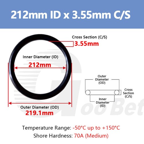 Hose Pipe Connector Seals O-rings EPDM 3.55mm Cross Section 8-400mm ID 70A Shore - Picture 103 of 138