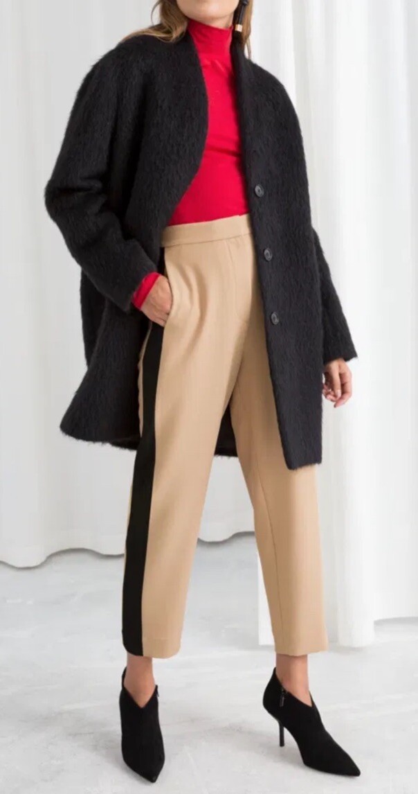 ALTRA &Other Stories Stockholm Atelier cappotto nero misto lana alpaca boxy pea taglia 4