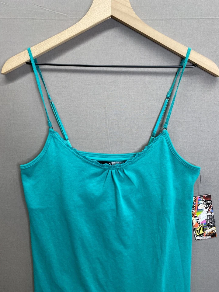 Volcom Womens Turquoise Tank Top Spaghetti Strap NWT Size Large - Imagem 3 de 4