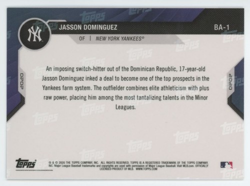 2021 Bowman Next Baseball America's Top 100 Prospects Jasson Dominguez #BA-1 A1 - Picture 2 of 2
