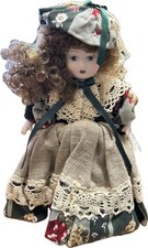 Bambola di Porcellana da Collezione Verde Vintage Altezza 21 in ceramica