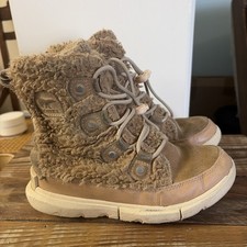 SOREL Explore Cozy Boots Sherpa Big Kid faux Shearling Insulated Waterproof Sz 2