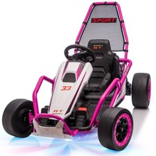 24V Kids Electric Go Kart 7AH Electric Drift Kart Car for Age 6 ,400W Motor,Pink