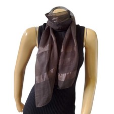 Womens Brown Sheer Scarf Rectangle Lightweight Wrap Shawl Evening Elegant