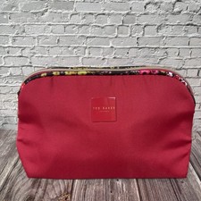 Image of Ted Baker Large Red Floral Wash Bag Makeup Cosmetic Toiletry Case Travel Bag