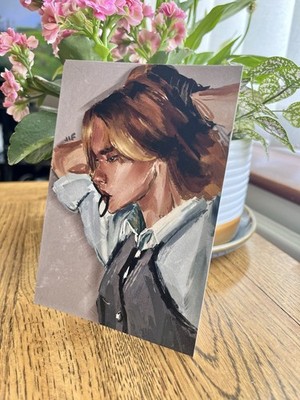 Mädchen mit Haargummi 6 x4  Kunstdruck Original ACEO ATC Digital Malerei Figur