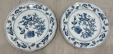2 Blue Danube 10 1/4” Dinner Plates Japan Blue Rectangle Stamp