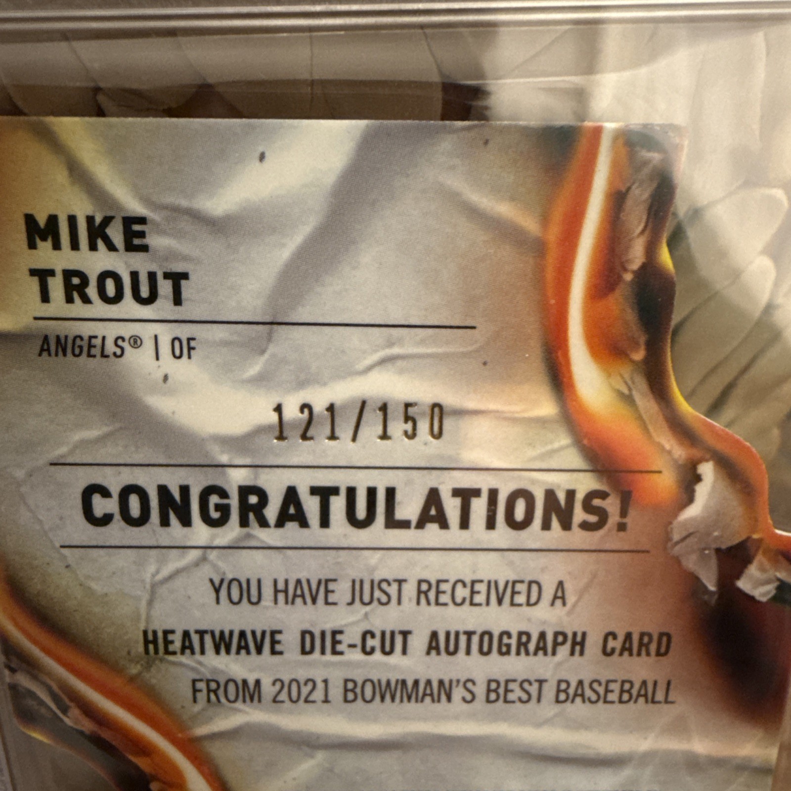 Topps 2021 Bowman's Best Mike Trout Heatwave Die-Cut Auto PSA 9 #HWDC-MT /150 view 3