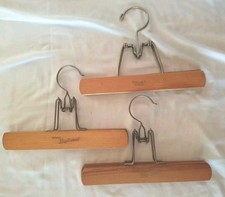 NEVCO DIPLOMAT VINTAGE WOOD SKIRT PANT 10.25" CLAMP HANGER SET OF 3 ROUND END