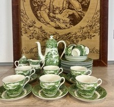 Kaffeeservice Old Castle by Barratts Staffordshire England 10 Personen Green
