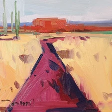 Jose Trujillo Art PRINT 16x16 Collectible Artist Painting Road Desert Landscape