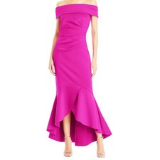 Eliza J Women's Off the Shoulder High-Low Hem Gown Dark Pink Size 20W