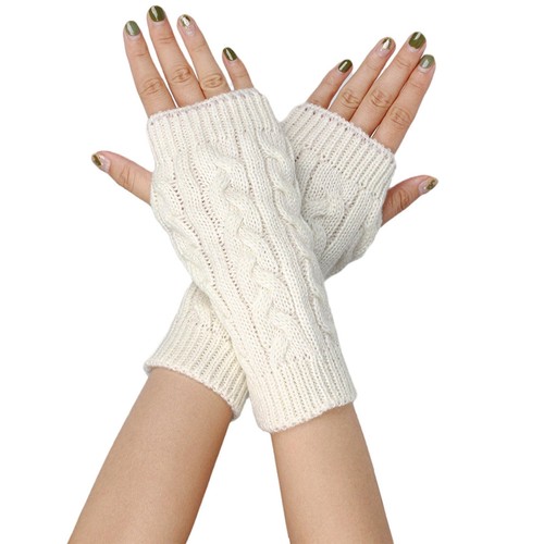 Fingerless-Crochet-Thumbhole-Warmers-Mittens Women Winter Warm Arm Warmers Ca...